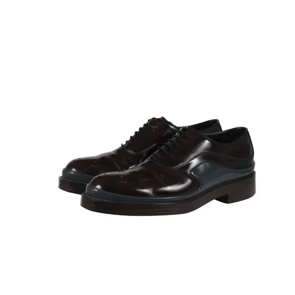 Prada Mens Derbys US 9 UK 8 Burgundy Leather Double Gray Midsole Chunky Oxfords